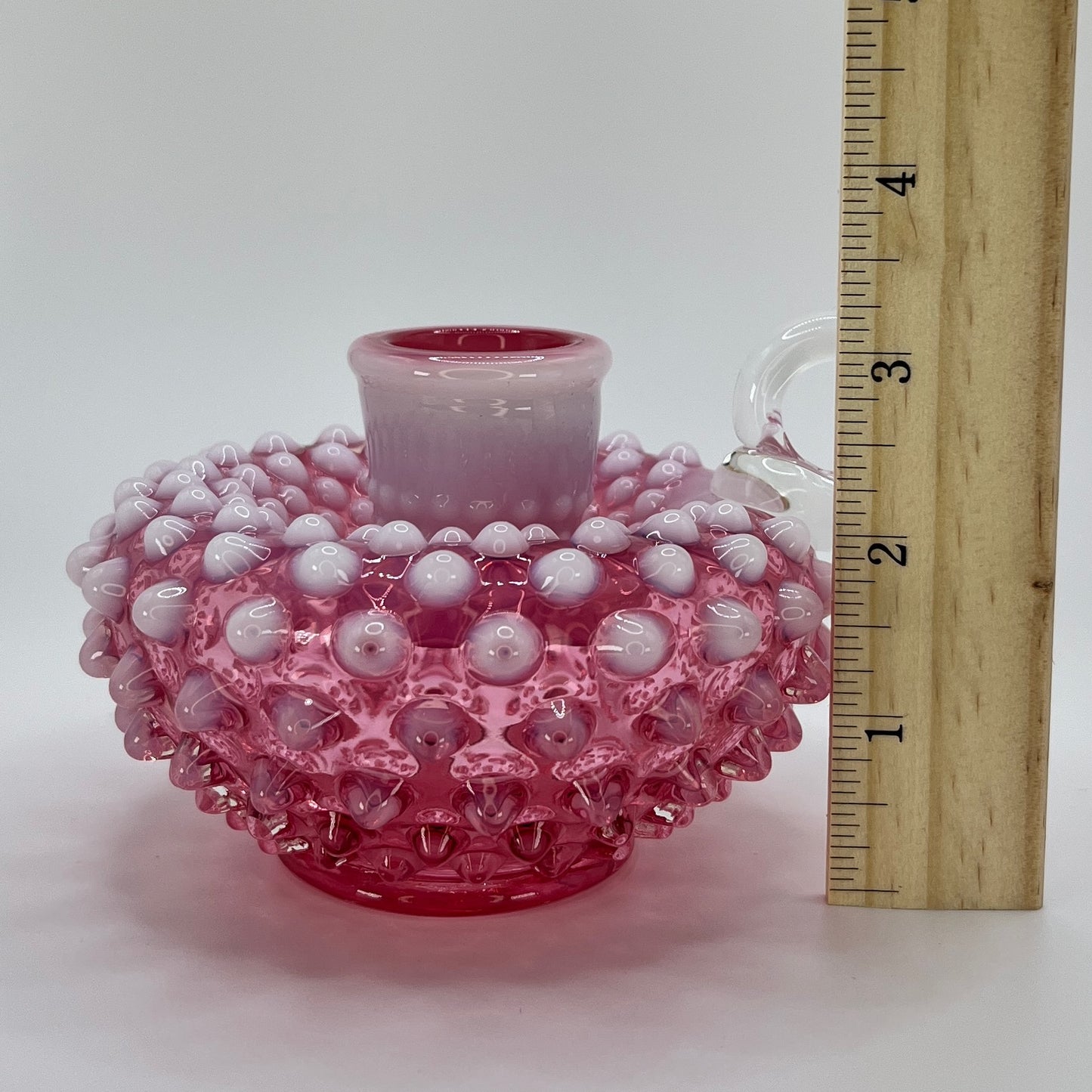 Fenton Cranberry Opalescent Hobnail Chamberstick – Vintage Glass Collectible