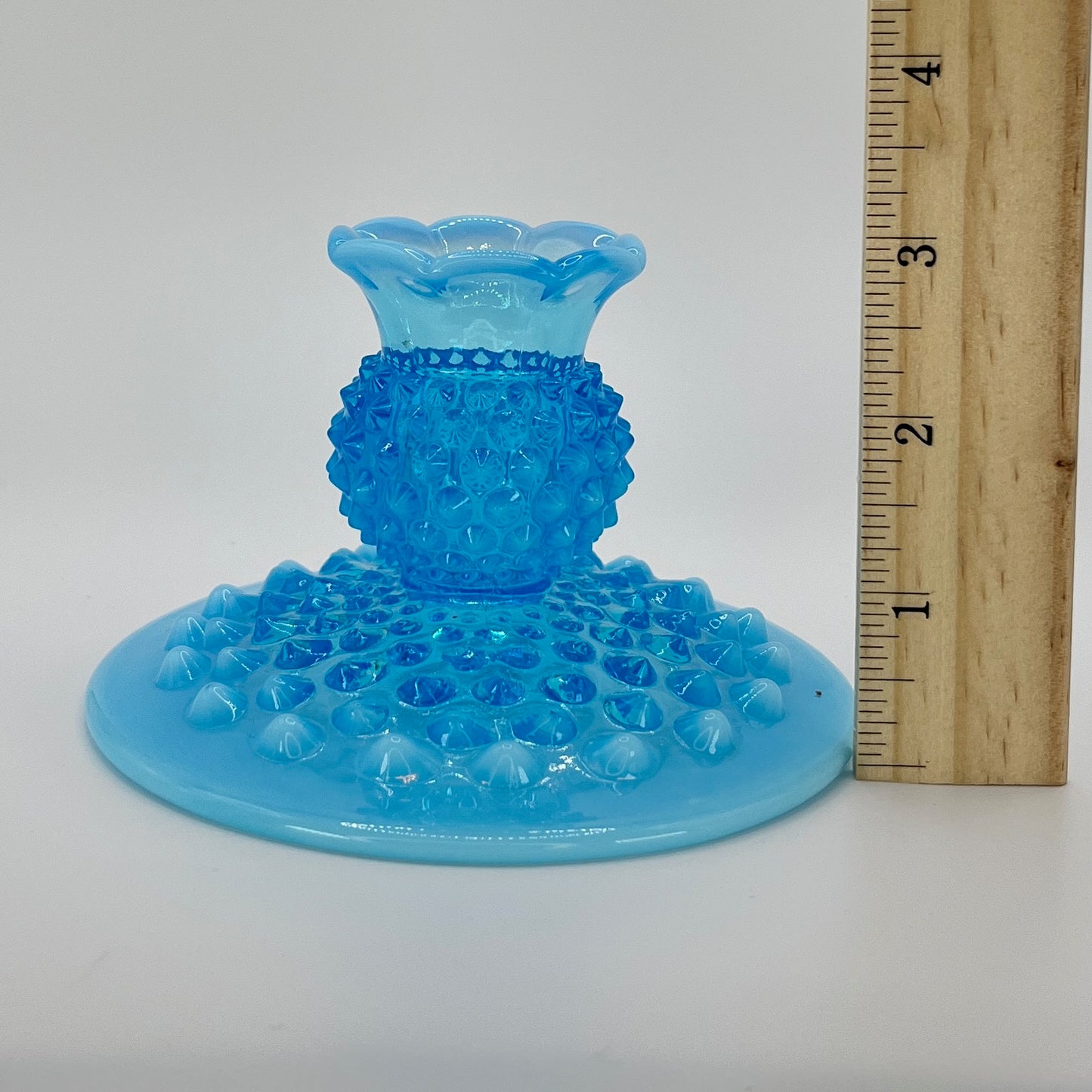 Fenton Blue Opalescent Hobnail Candle Holder – Vintage Glass Collectible
