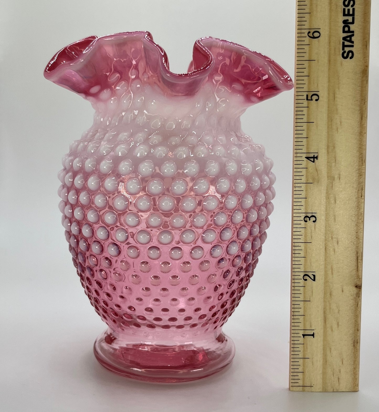Fenton Cranberry Opalescent Hobnail Vase – Vintage Glass Collectible