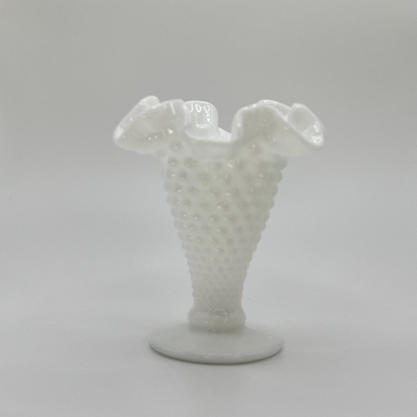 Fenton Milk Glass Hobnail Trumpet Vase – Ruffled Rim Pedestal Vase