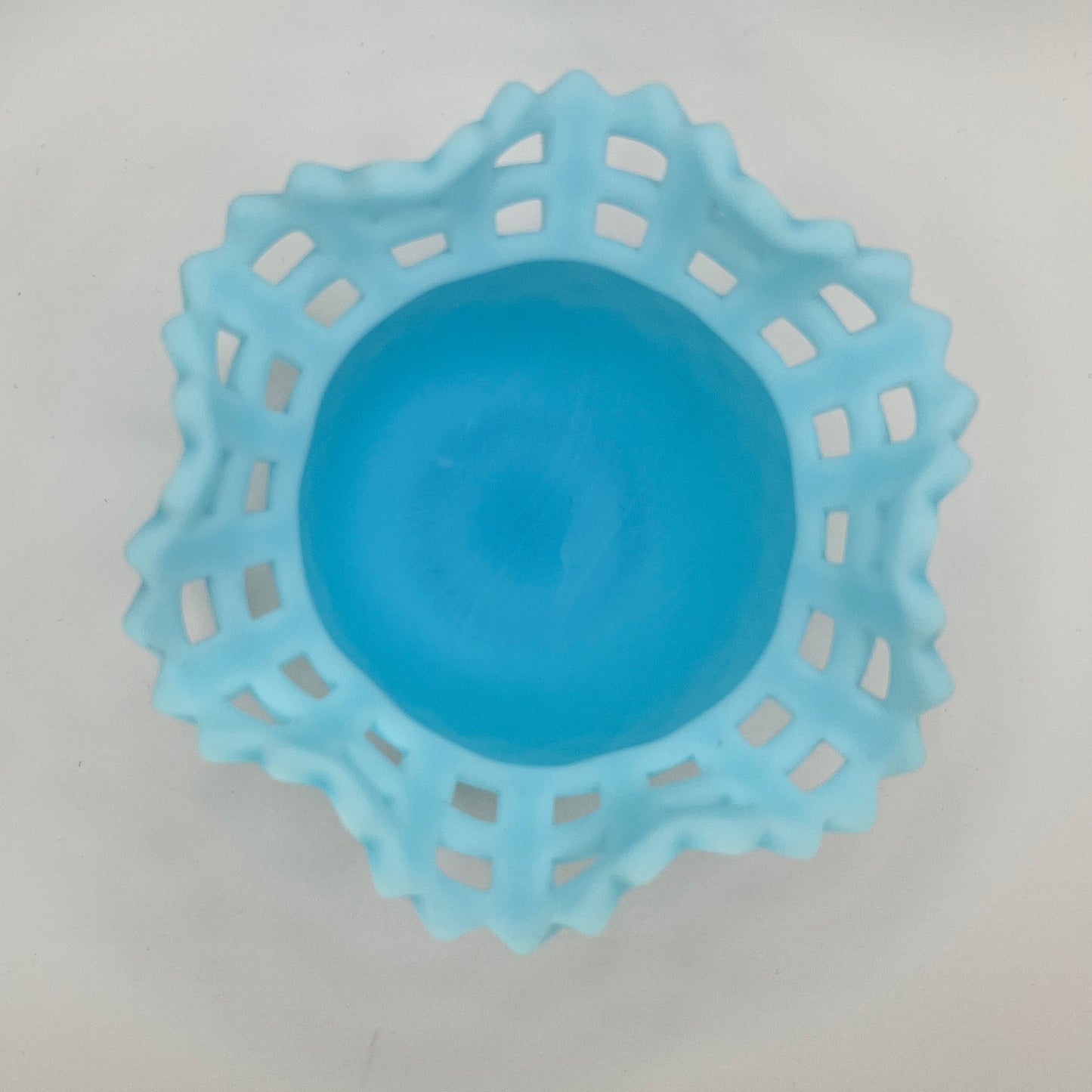 Vintage Fenton Blue Opalescent Lace Edge Bowl – Hobnail Pattern