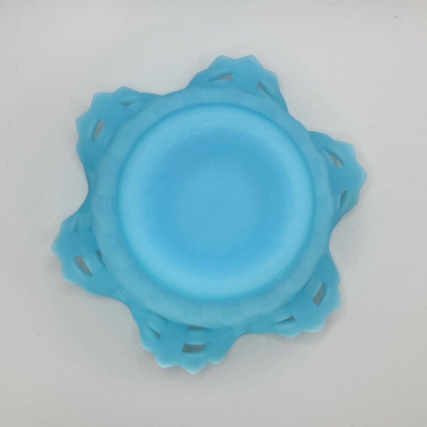 Vintage Fenton Blue Opalescent Lace Edge Bowl – Hobnail Pattern