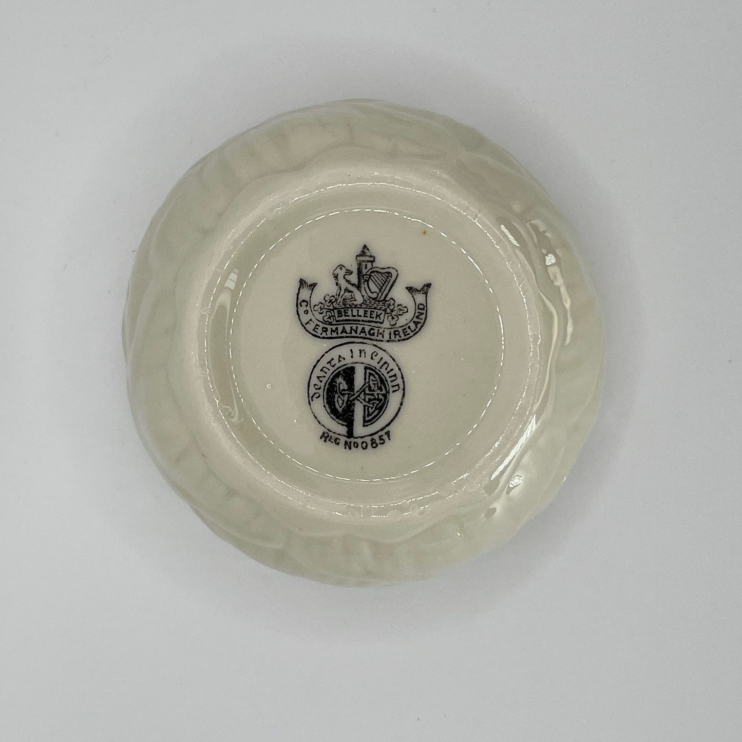 Belleek Shell or Petal Bowl – Irish Parian Porcelain with Pink Trim