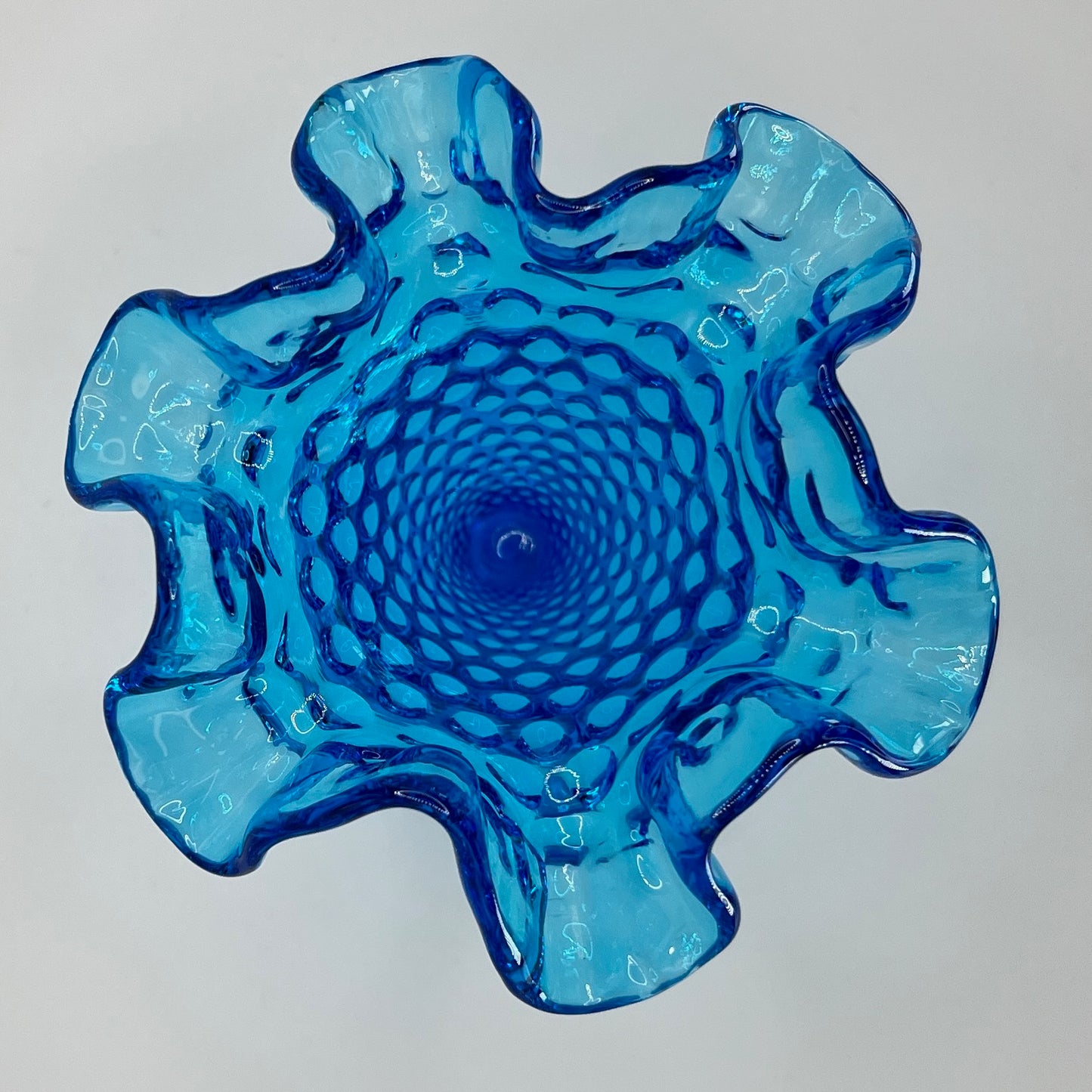 Fenton Cobalt Blue Hobnail Mini Vase – Ruffled Pedestal Base