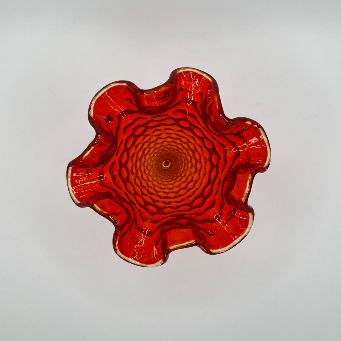 Fenton Amberina Hobnail Mini Vase – Ruffled Edge Pedestal Base