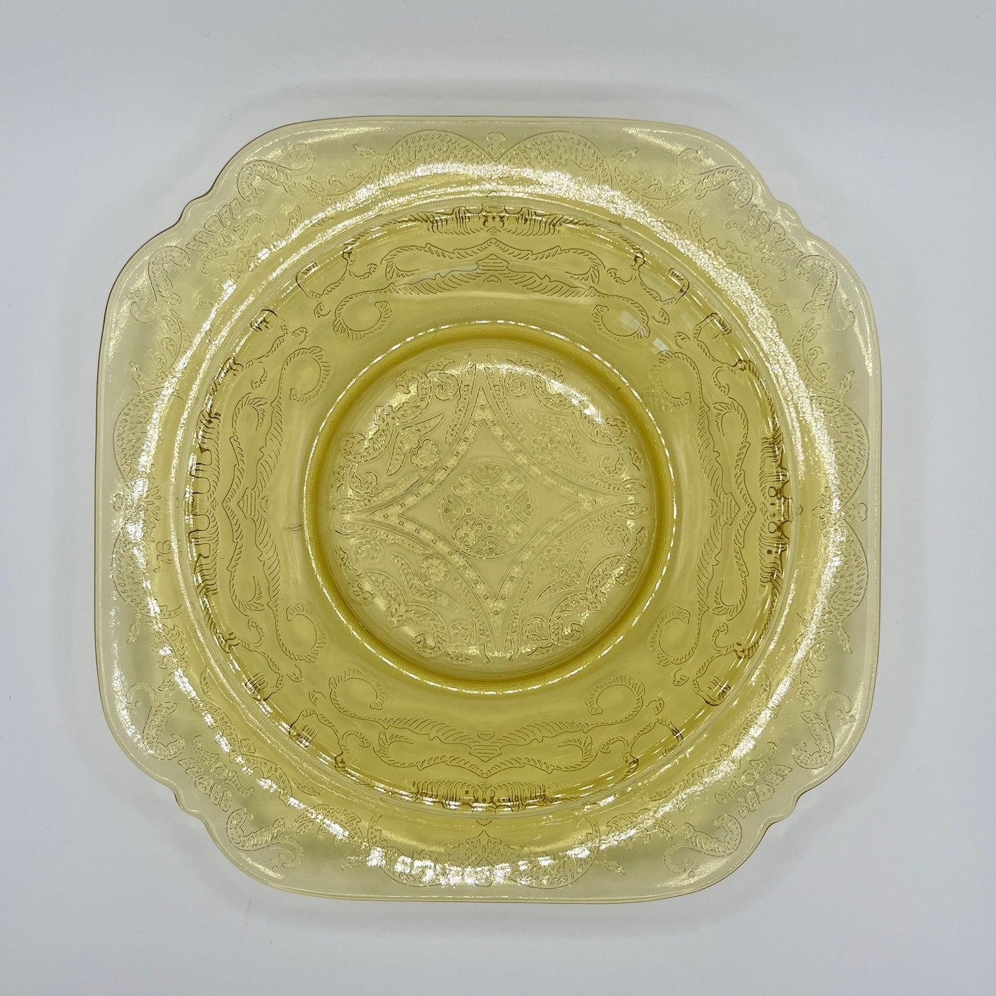 Federal Glass Amber Madrid Depression Glass Butter Dish with Dome Lid – 1930s Vintage