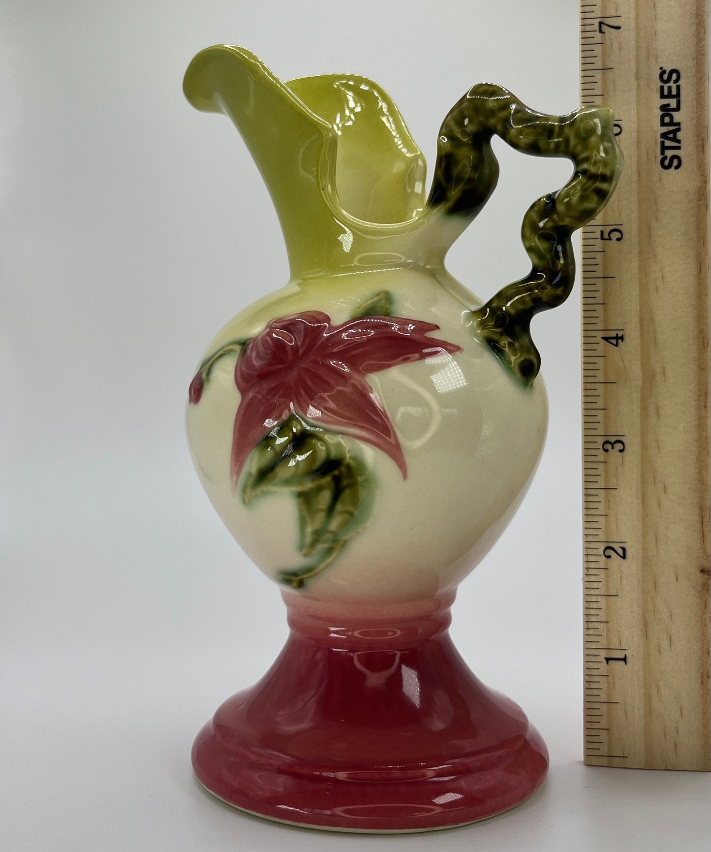 Hull Art Pottery Wildflower Ewer Vase – Marked W-8-9", 1940s Vintage USA