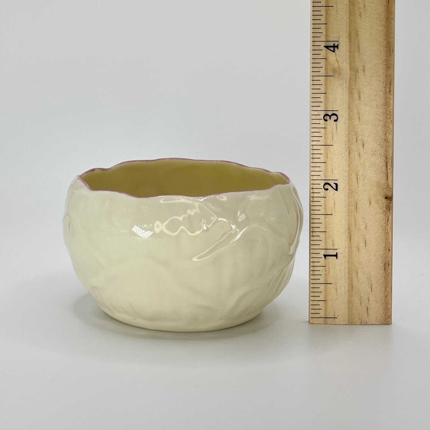 Belleek Shell or Petal Bowl – Irish Parian Porcelain with Pink Trim