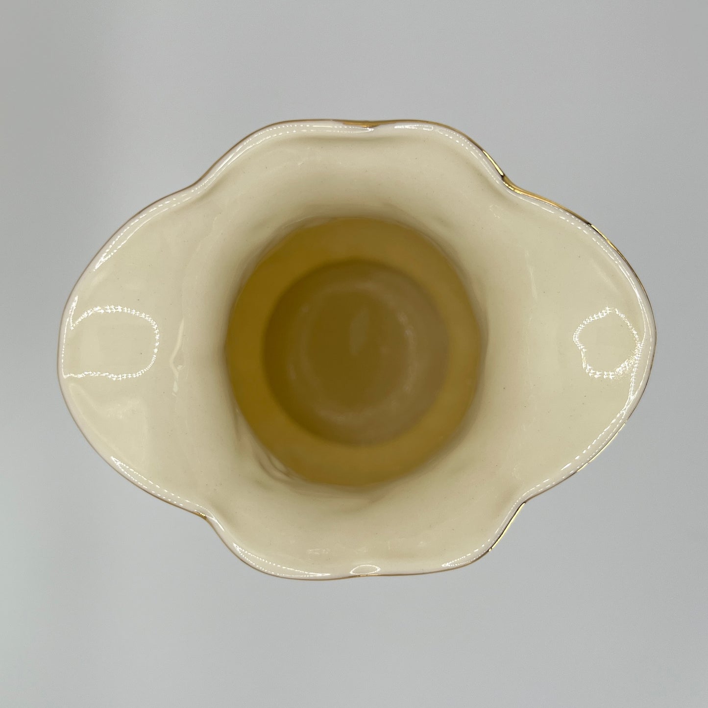 Belleek Blue Floral Vase – Irish Parian Porcelain with Gold Rim (8th Mark, 1993–1997)