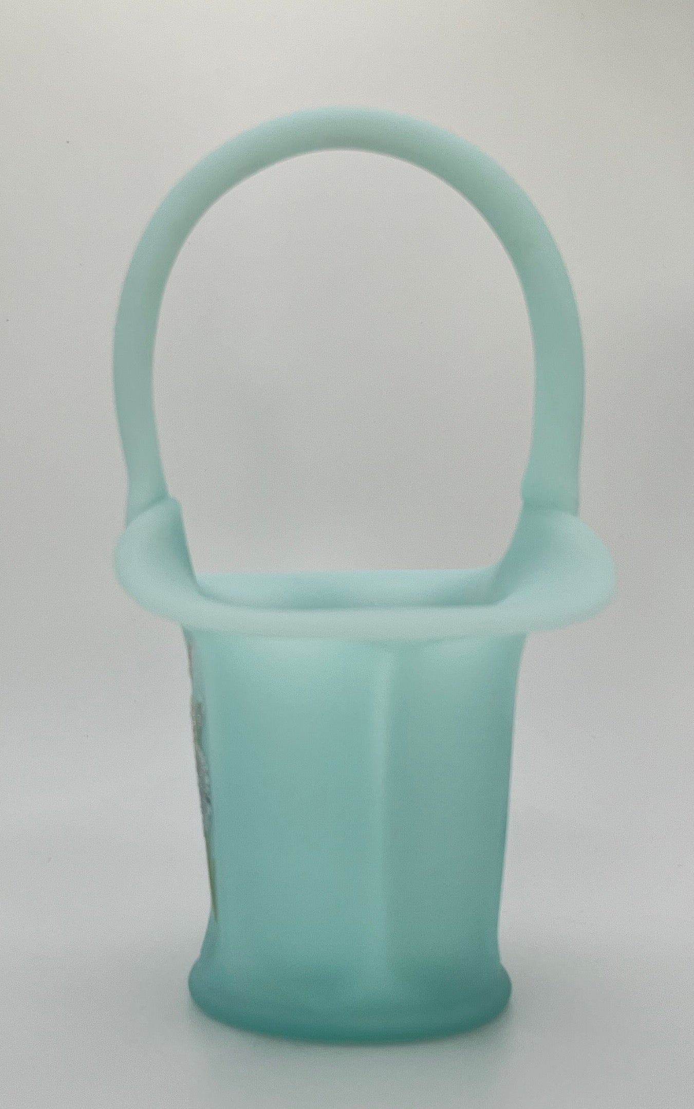 Fenton Blue Satin Glass Basket with Hand-Painted Wildflowers – Signed