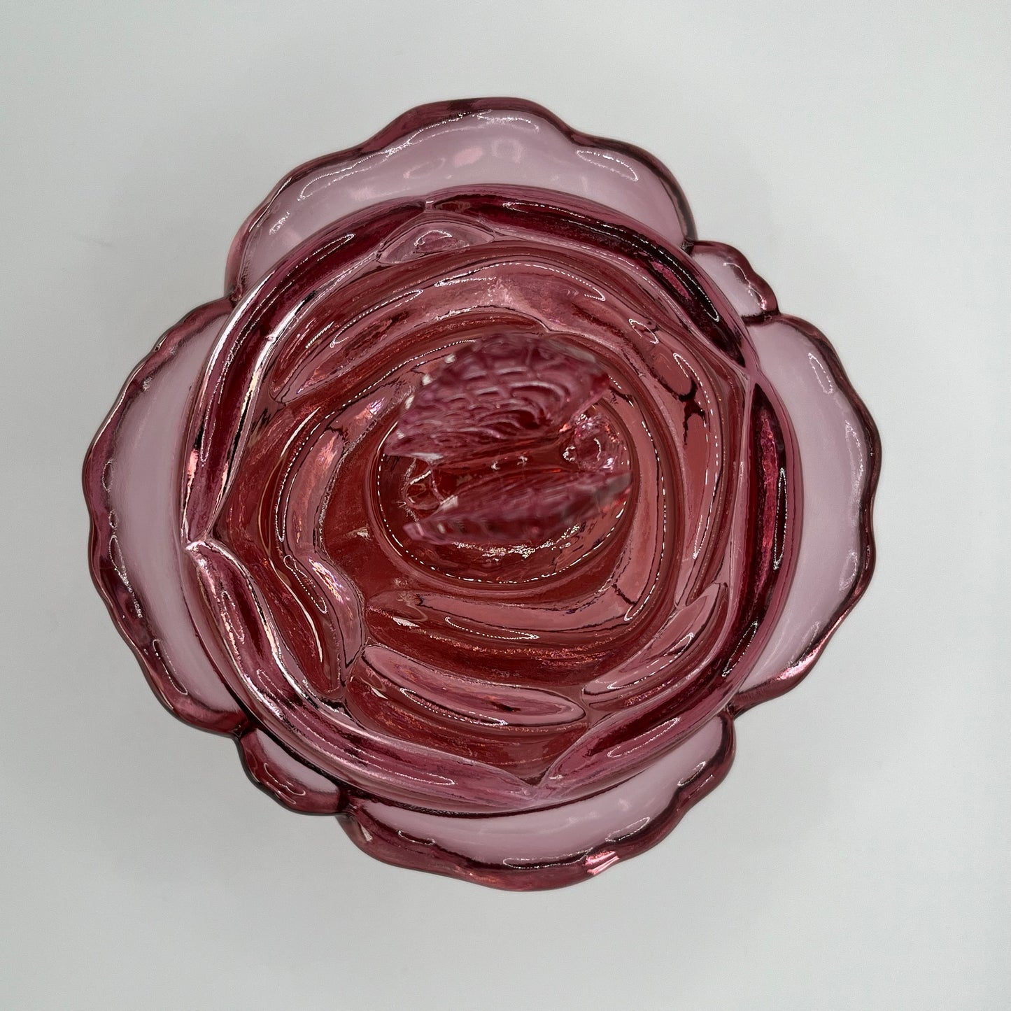 Fenton Vintage Pink Rose Candy Dish with Butterfly Lid