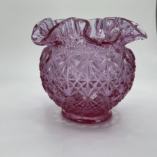 Fenton Dusty Rose Diamond Pattern Vase – Ruffled Edge