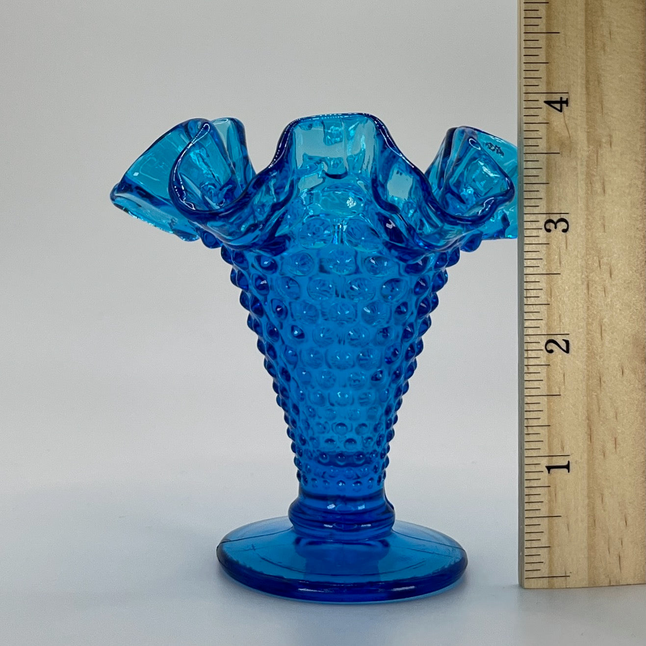 Fenton Cobalt Blue Hobnail Mini Vase – Ruffled Pedestal Base