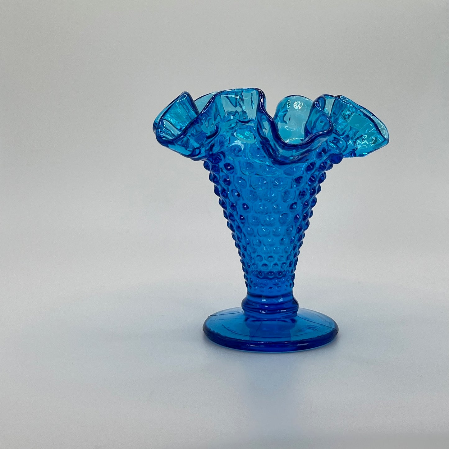 Fenton Cobalt Blue Hobnail Mini Vase – Ruffled Pedestal Base