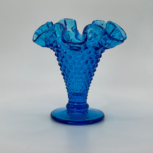Fenton Cobalt Blue Hobnail Mini Vase – Ruffled Pedestal Base