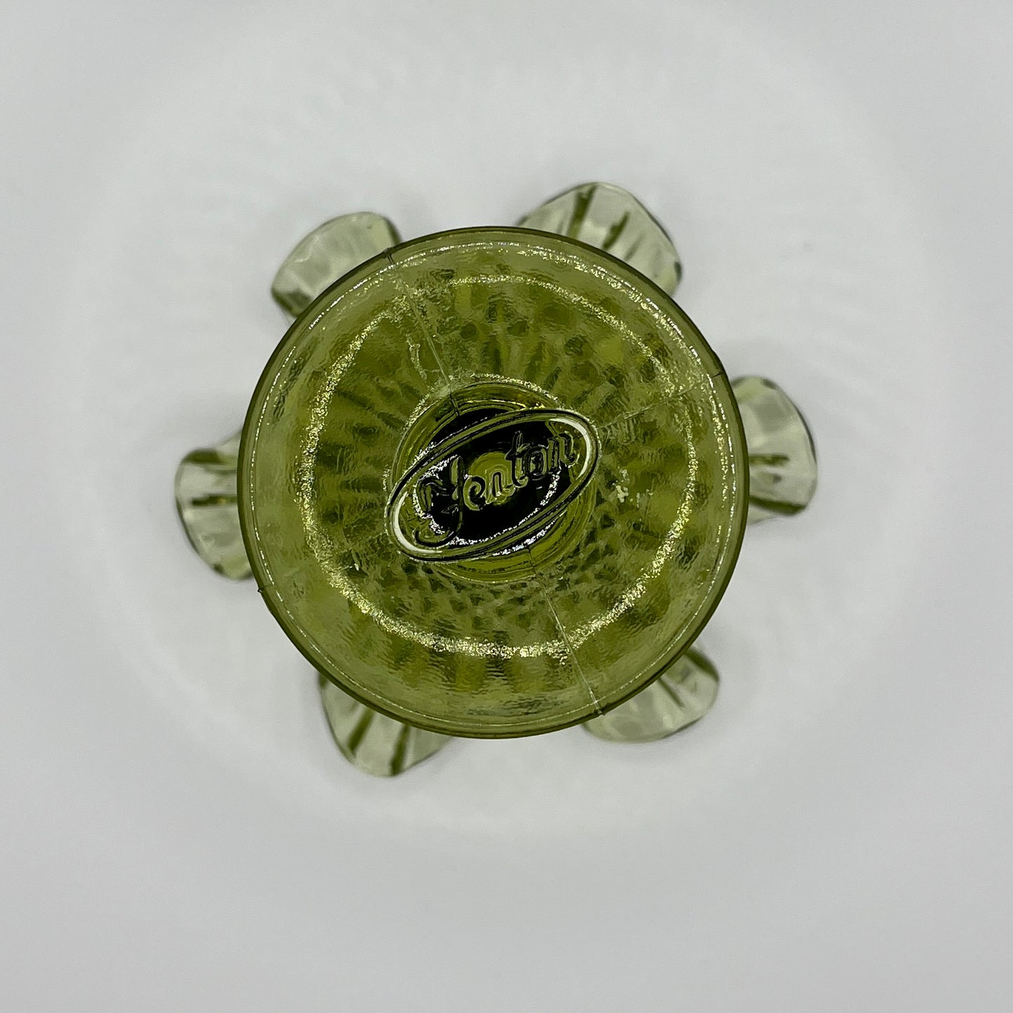 Fenton Green Hobnail Mini Vase – Ruffled Edge Pedestal Base